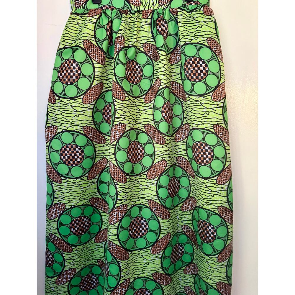 AIDEAONE Colorful Green Black Brown Fun Unique Geometric A Line Skirt Large XL